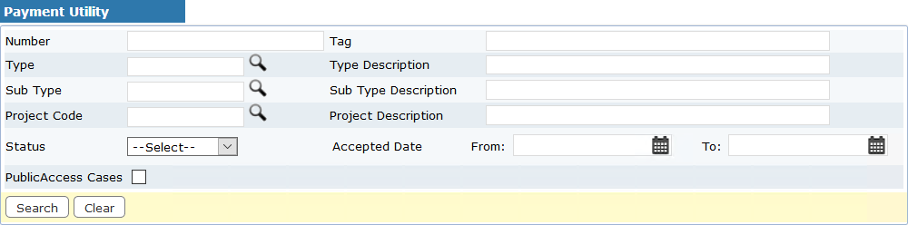 Payment Utility Search Form