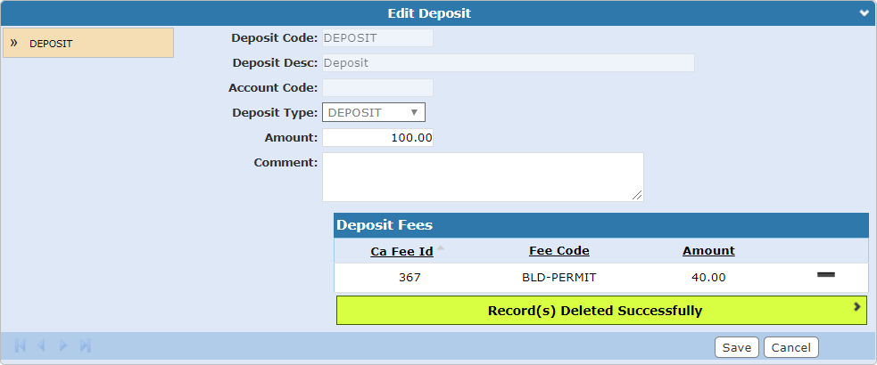 Fee Refunded Back to the Deposit Success Message