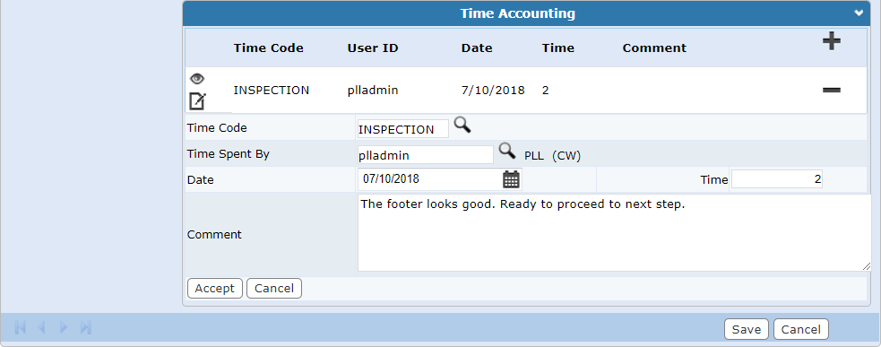 Time Accounting Information Fields